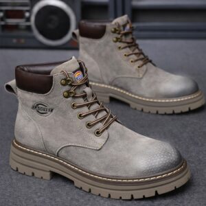 Korean Style High-top Retro Martin Boot – Khaki