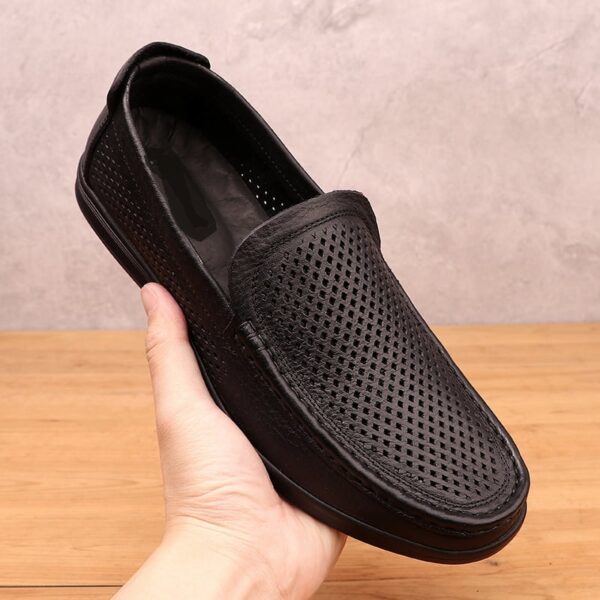 Breathable Trendy Soft Leather Loafer - Black