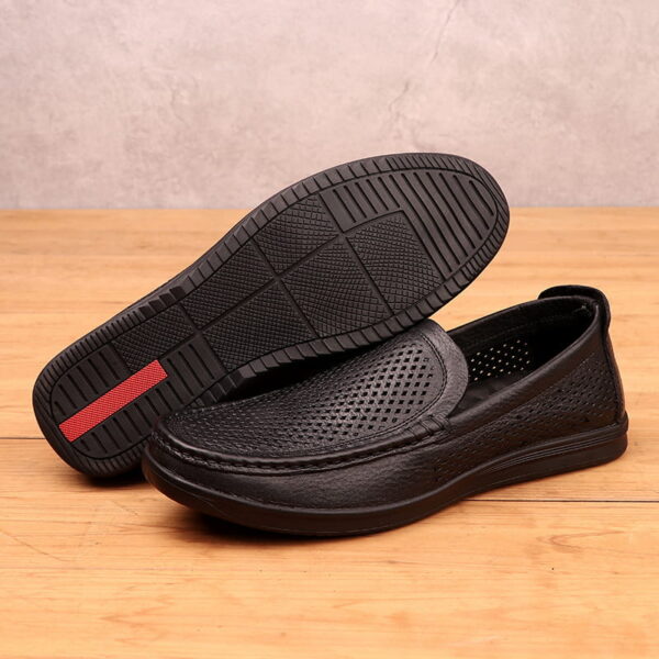 Breathable Trendy Soft Leather Loafer - Black