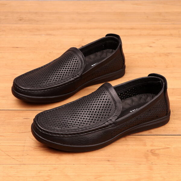 Breathable Trendy Soft Leather Loafer - Black