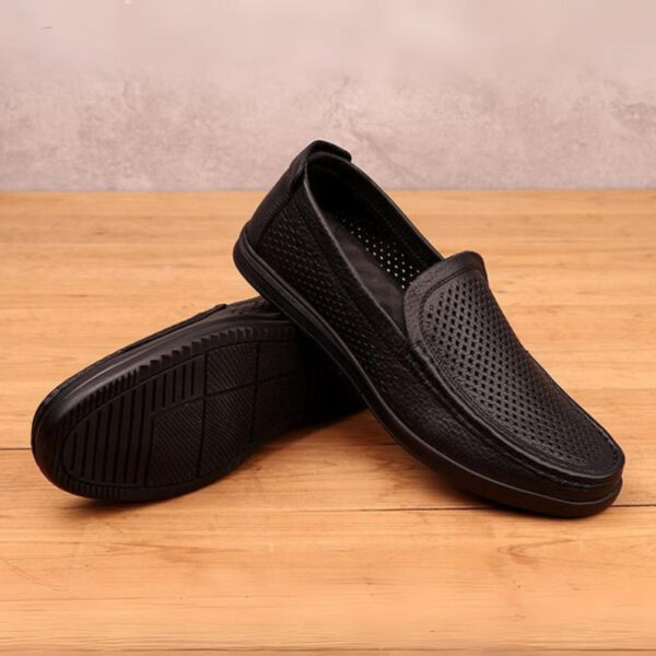 Breathable Trendy Soft Leather Loafer - Black