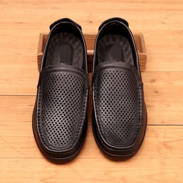 Breathable Trendy Soft Leather Loafer - Black