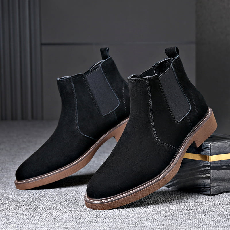 British Style Pointed Toe Chelsea Boot - Black