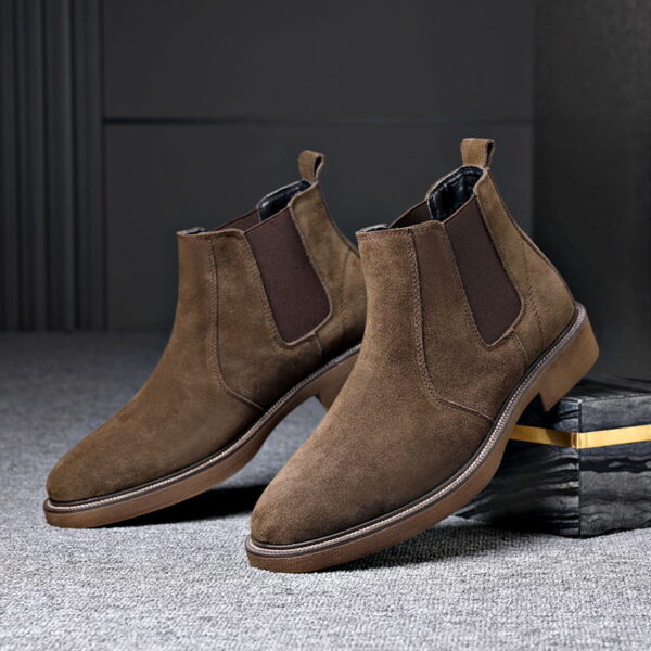 British Style Pointed Toe Chelsea Boot - Coffee