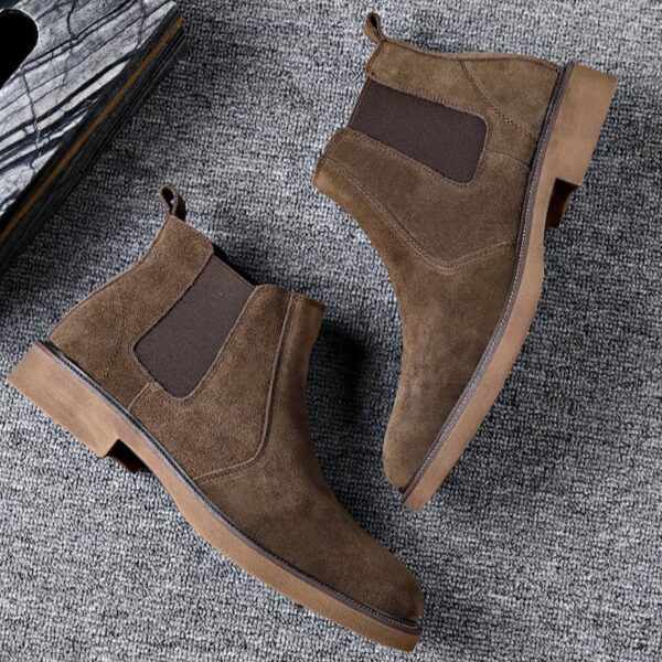 British Style Pointed Toe Chelsea Boot - Coffee