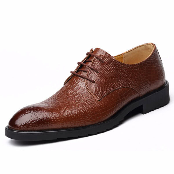 Crocodile Pattern Lace-up Formal Shoe - Brown