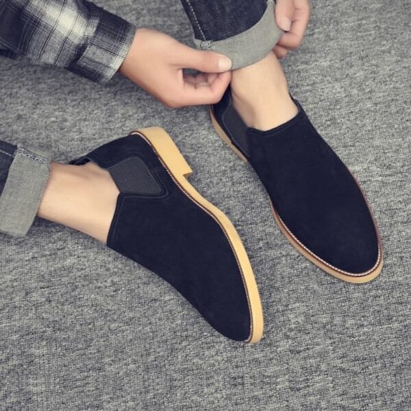 Korean Trendy Slip-on Leather Formal Shoe - Black