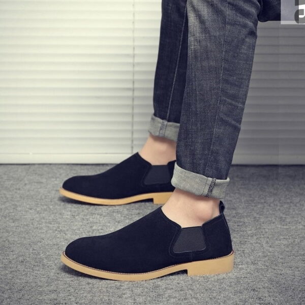 Korean Trendy Slip-on Leather Formal Shoe - Black