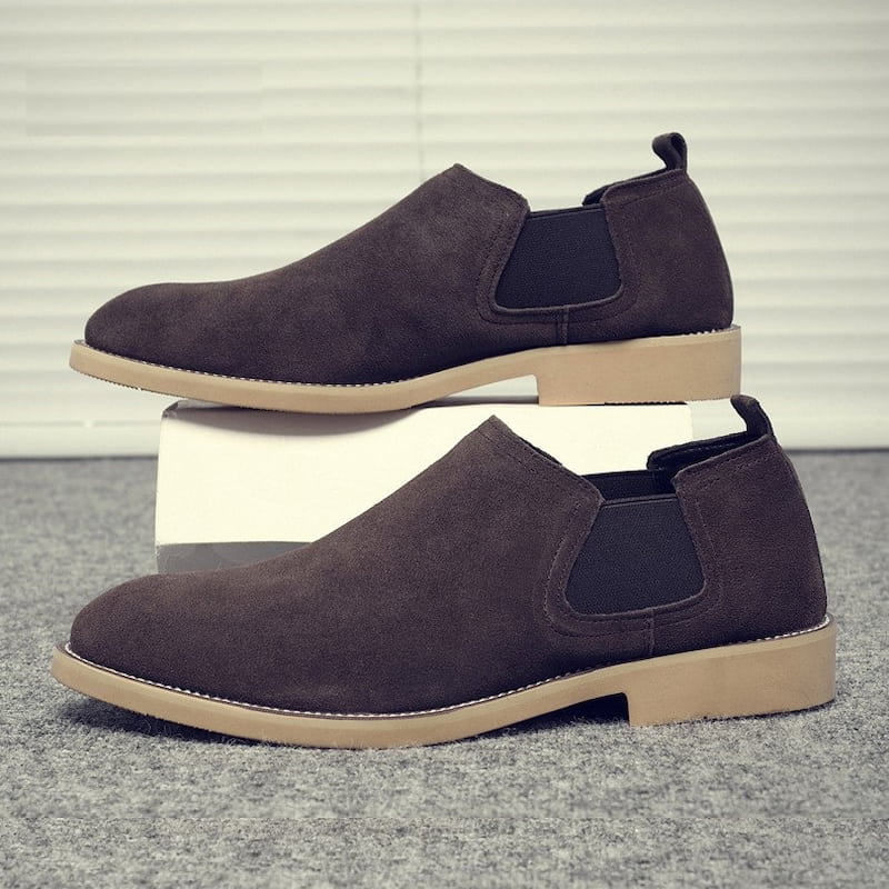 Korean Trendy Slip-on Leather Formal Shoe - Brown