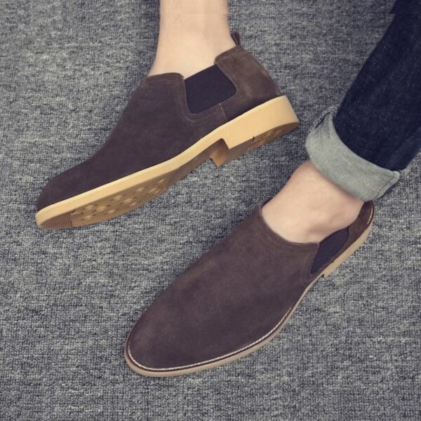 Korean Trendy Slip-on Leather Formal Shoe - Brown