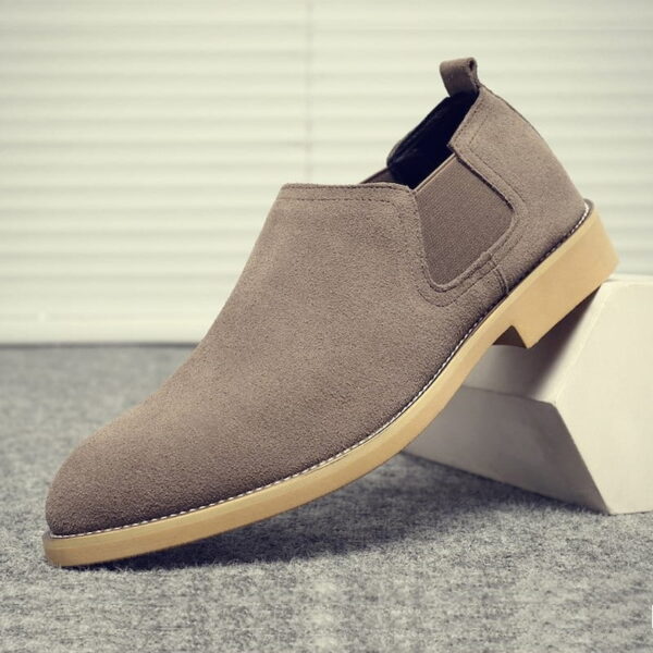 Korean Trendy Slip-on Leather Formal Shoe - Gray