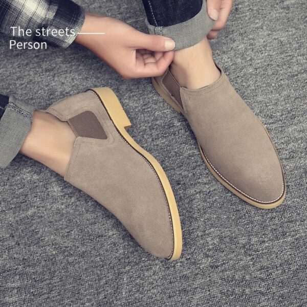 Korean Trendy Slip-on Leather Formal Shoe - Gray