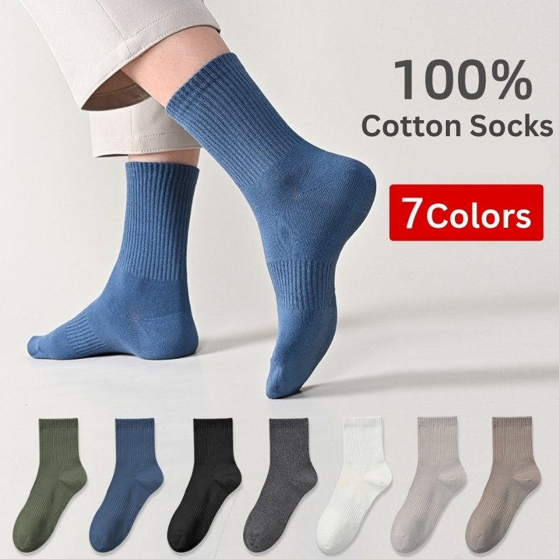 Mans Pure Cotton Soft Long Socks – Mixed Color (5 Pair)