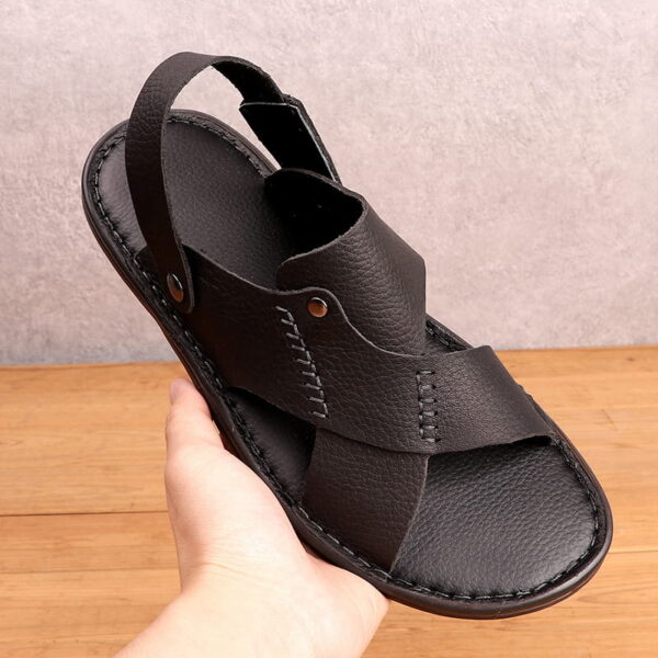 Cross Border Outdoor Leather Belt Sandal - Black