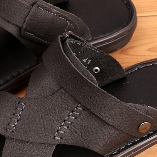 Cross Border Outdoor Leather Belt Sandal - Black