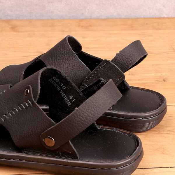 Cross Border Outdoor Leather Belt Sandal - Black