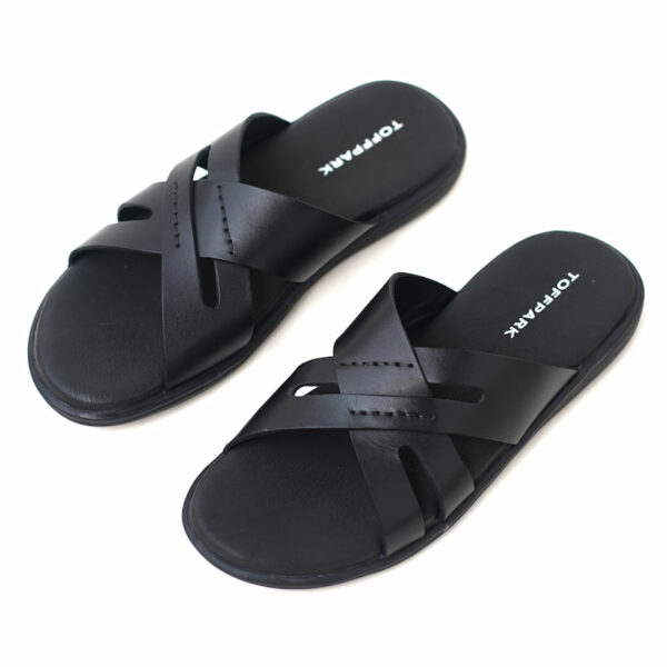 Cross Border Soft Bottom Plain Leather Sandal - Black