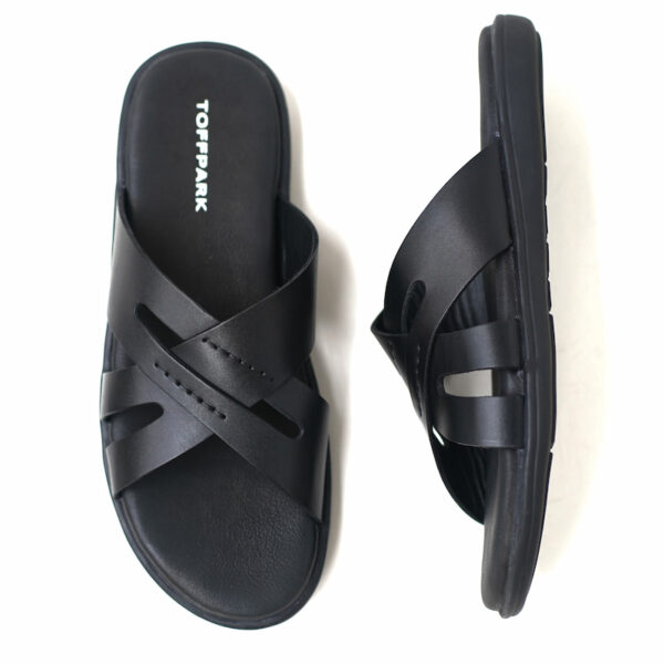 Cross Border Soft Bottom Plain Leather Sandal - Black