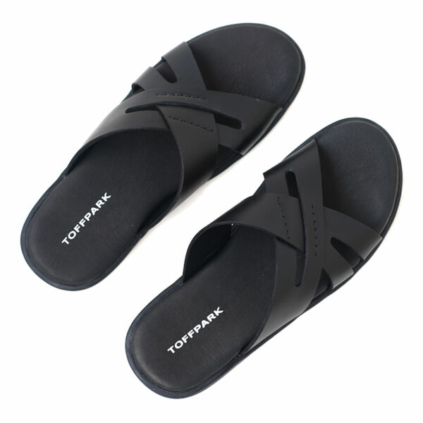 Cross Border Soft Bottom Plain Leather Sandal - Black