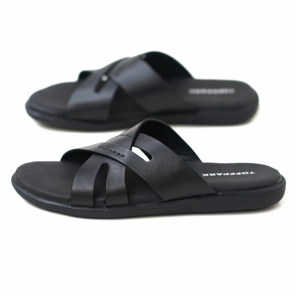 Cross Border Soft Bottom Plain Leather Sandal - Black