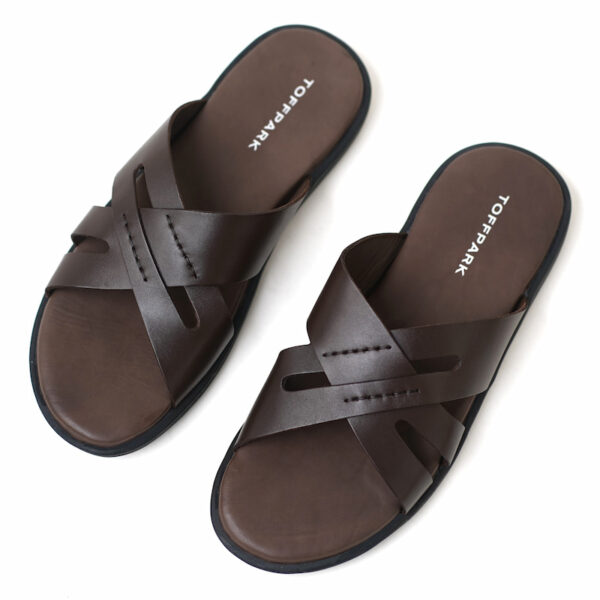 Cross Border Soft Bottom Plain Leather Sandal - Chocolate