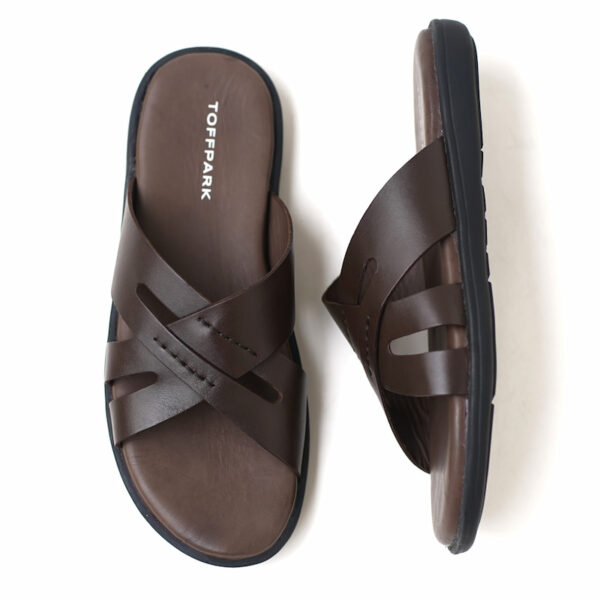 Cross Border Soft Bottom Plain Leather Sandal - Chocolate