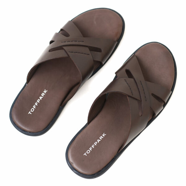 Cross Border Soft Bottom Plain Leather Sandal - Chocolate