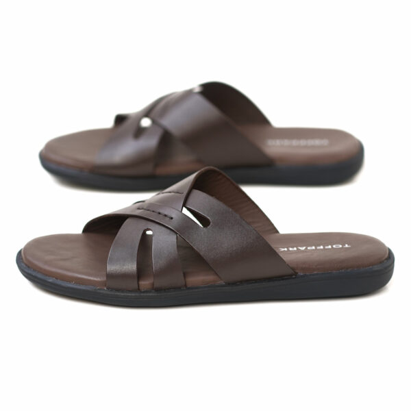 Cross Border Soft Bottom Plain Leather Sandal - Chocolate