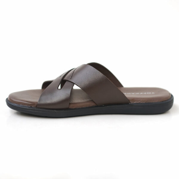 Cross Border Soft Bottom Plain Leather Sandal - Chocolate