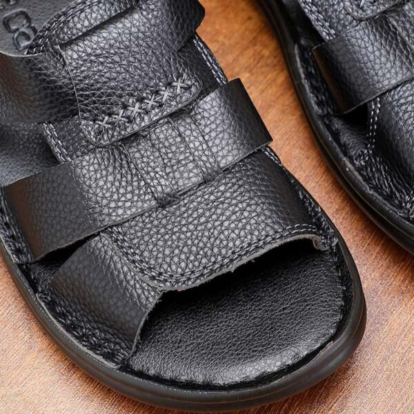 Genuine Leather High-end Soft Sole Sandel - Black