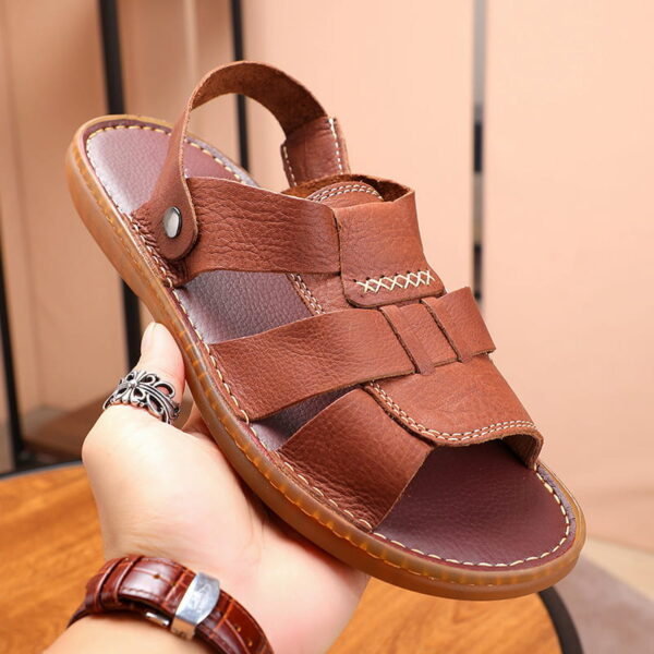 Genuine Leather High-end Soft Sole Sandel - Brown