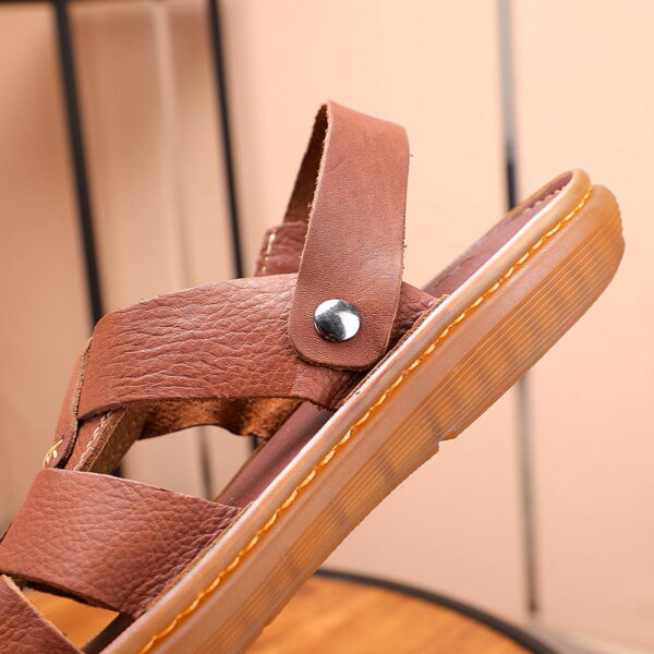 Genuine Leather High-end Soft Sole Sandel - Brown