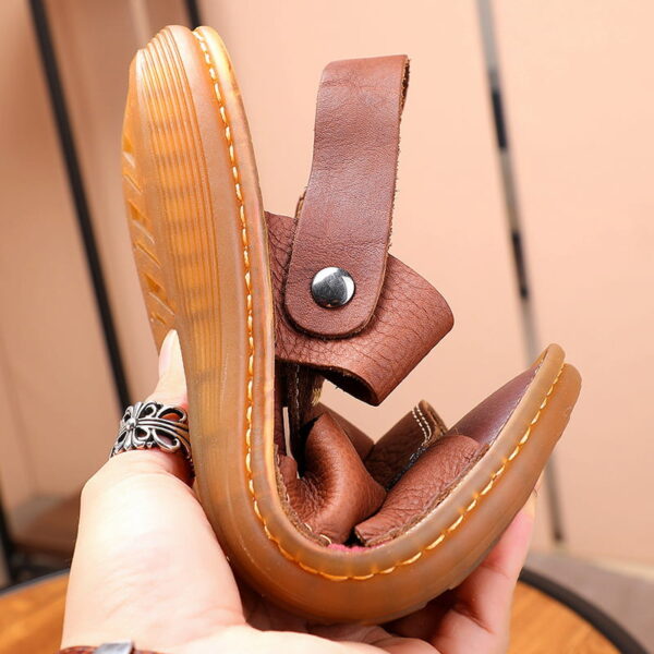 Genuine Leather High-end Soft Sole Sandel - Brown