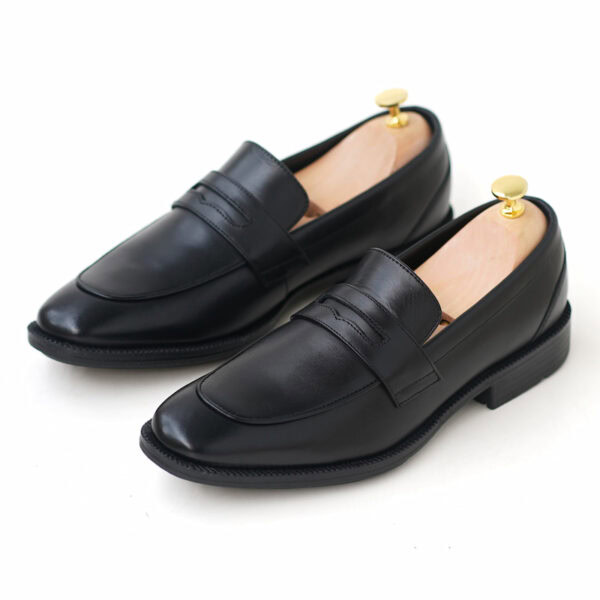 Genuine Leather Pointed Toe Slip-on Formal Shoe - Black