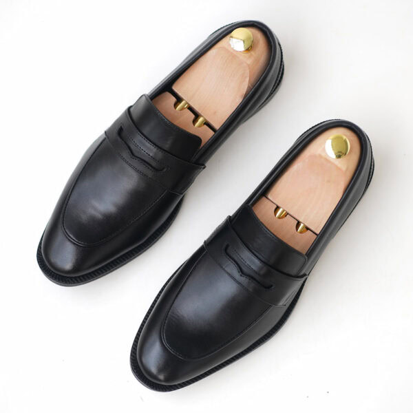 Genuine Leather Pointed Toe Slip-on Formal Shoe - Black