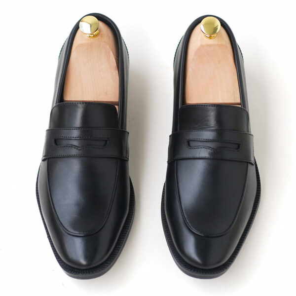 Genuine Leather Pointed Toe Slip-on Formal Shoe - Black