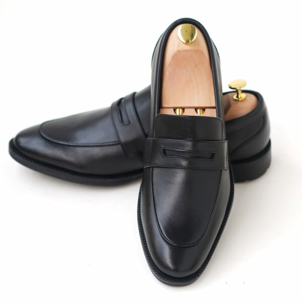 Genuine Leather Pointed Toe Slip-on Formal Shoe - Black