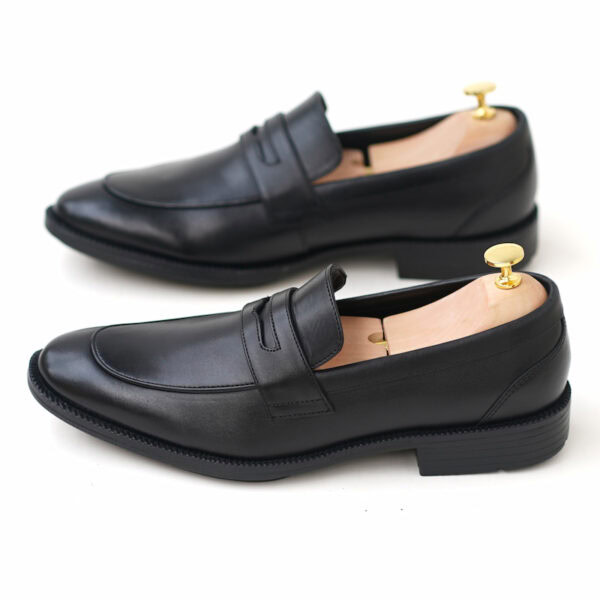 Genuine Leather Pointed Toe Slip-on Formal Shoe - Black