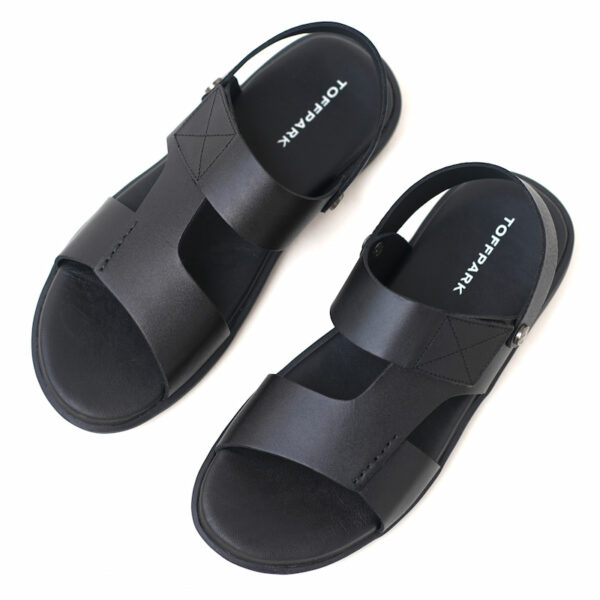 Premium Leather Trendy Outerwear Sandal - Black