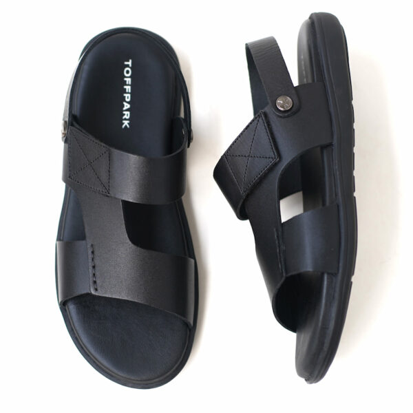 Premium Leather Trendy Outerwear Sandal - Black