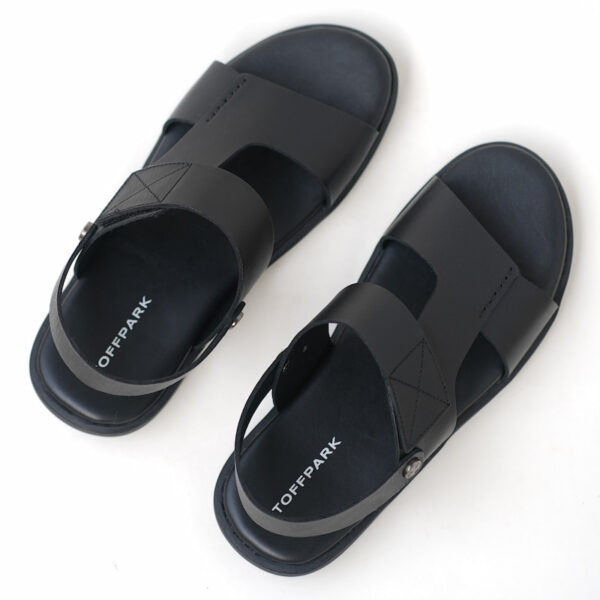 Premium Leather Trendy Outerwear Sandal - Black