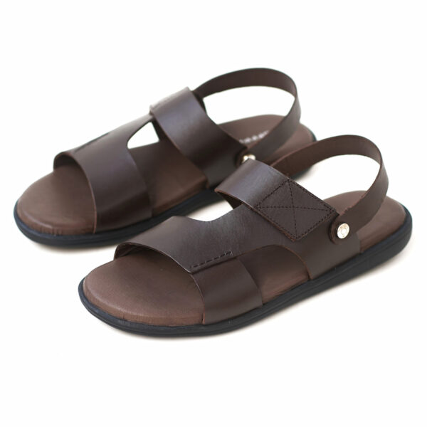 Premium Leather Trendy Outerwear Sandal - Chocolate