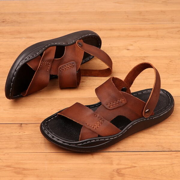 Dual Purpose Anti-Slip Soft Leather Sandal - Brown