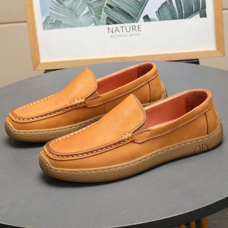 Foreign Trade Soft Leather Slip-on Loafer - Yellow