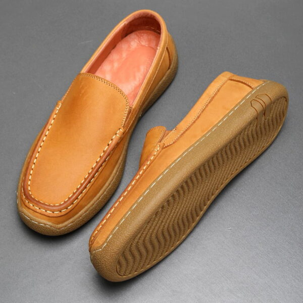 Foreign Trade Soft Leather Slip-on Loafer - Yellow