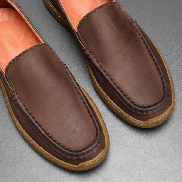 Foreign Trade Soft Leather Slip-on Loafer - Coffee