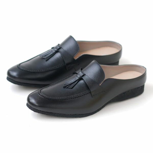 Foreign Trade Versatile Lether Tassel Half Shoe - Black