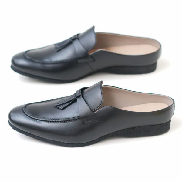 Foreign Trade Versatile Lether Tassel Half Shoe - Black