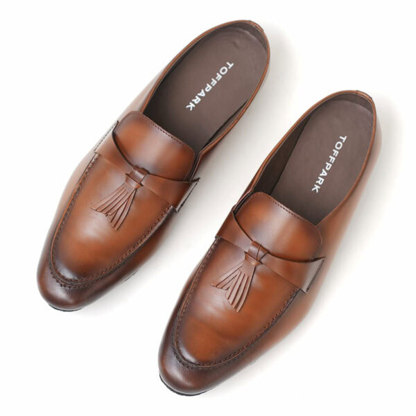 Foreign Trade Versatile Lether Tassel Half Shoe - Brown