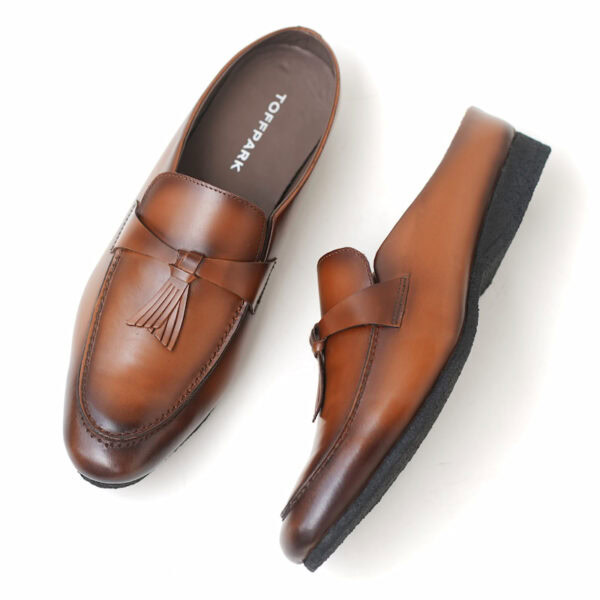 Foreign Trade Versatile Lether Tassel Half Shoe - Brown